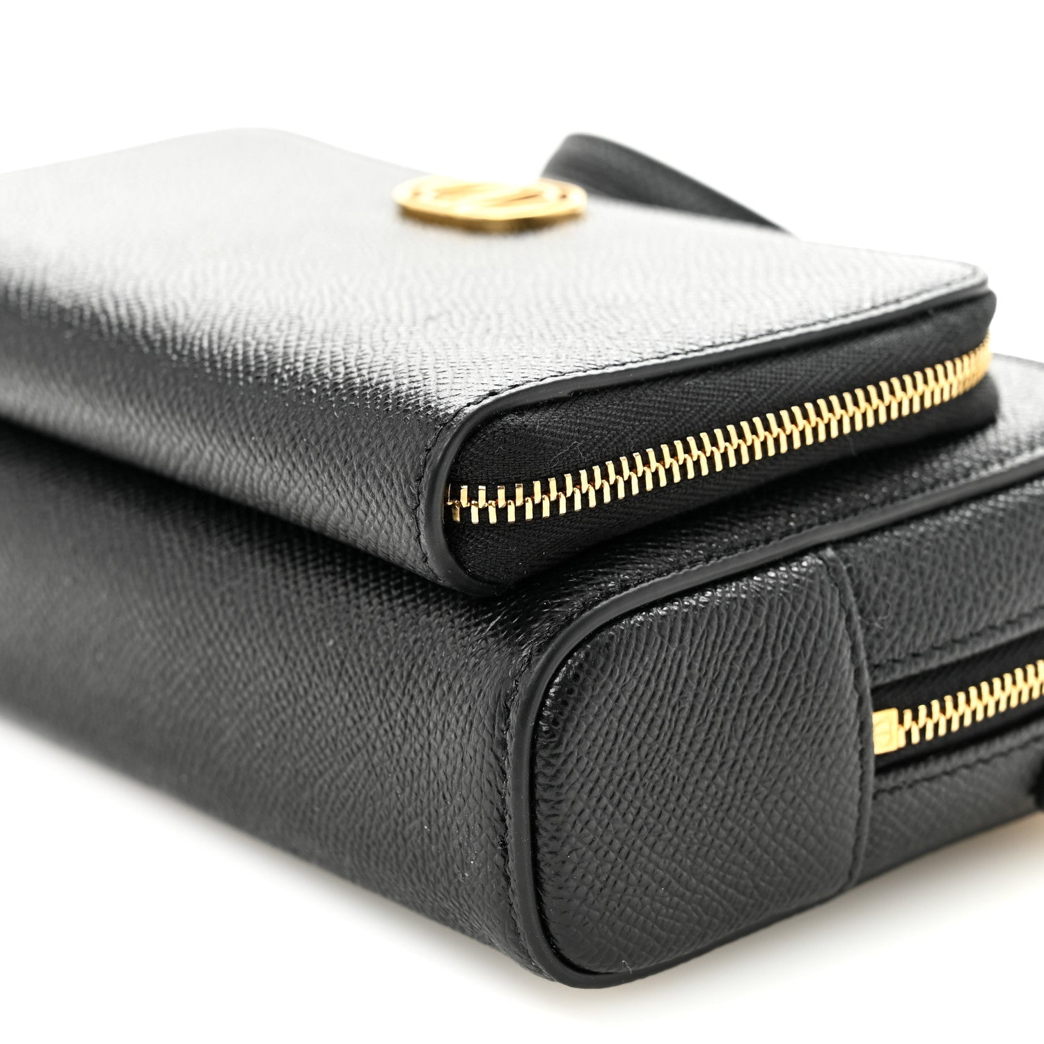 Grained Calfskin Caro Double Pouch Black