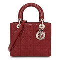 Patent Cannage Medium Lady Dior Red