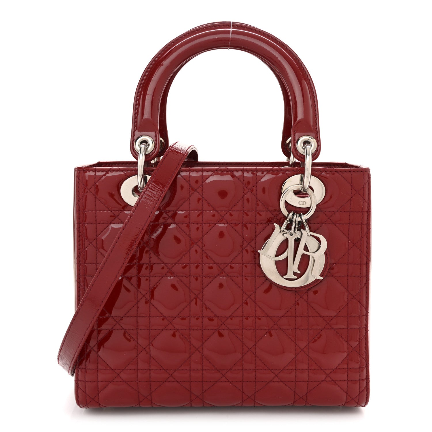Patent Cannage Medium Lady Dior Red