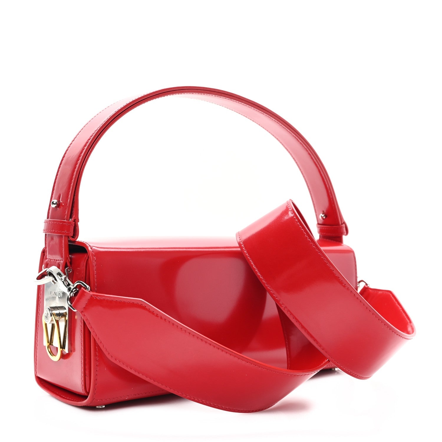 Shiny Calfskin Medium Pencil Shoulder Bag Rouge Lipstick
