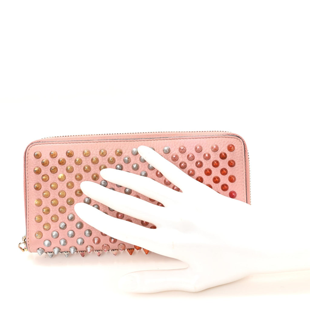 Calfskin Panettone Spiked Zip Around Wallet Pink Multicolor
