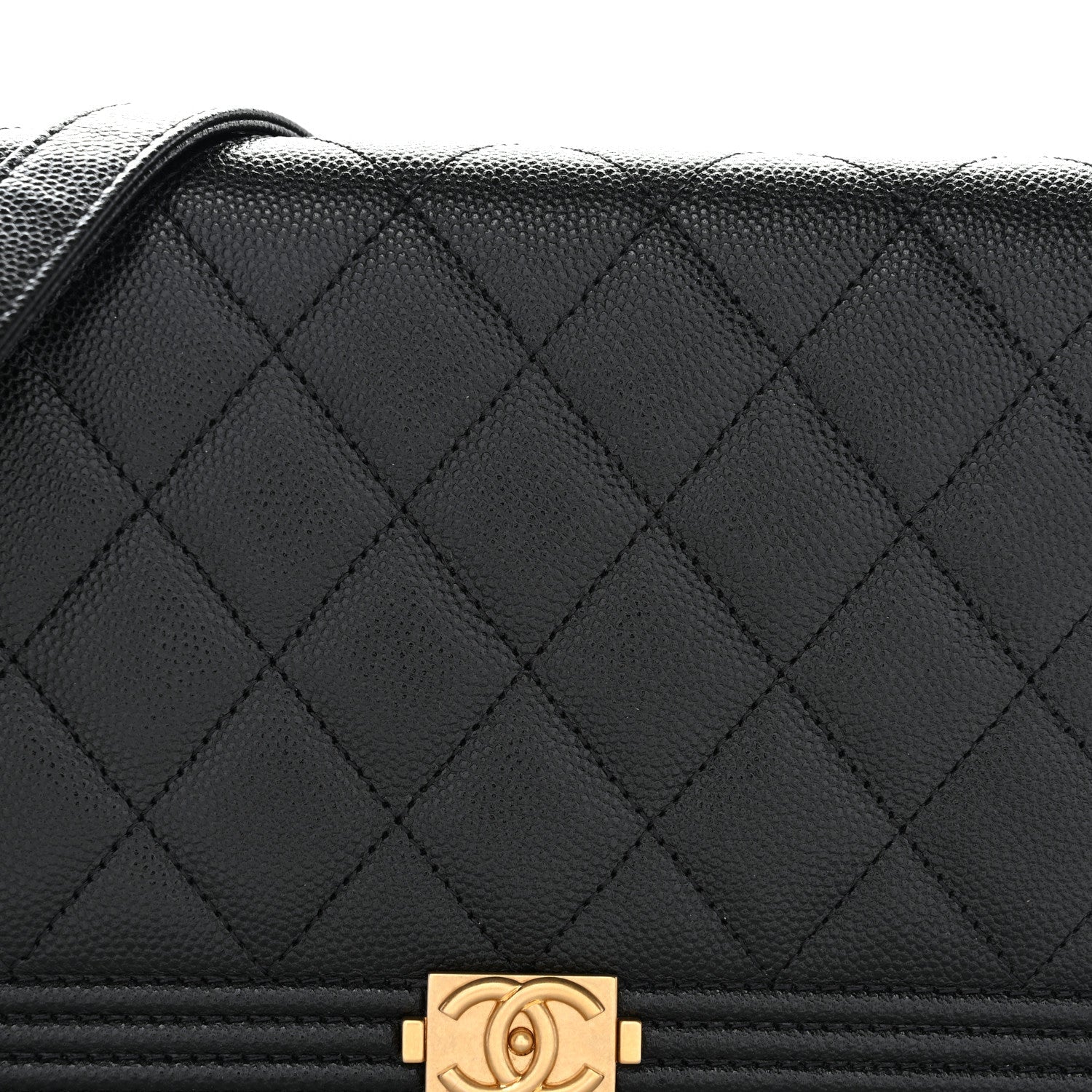 Caviar Quilted Boy Wallet On Chain WOC Black