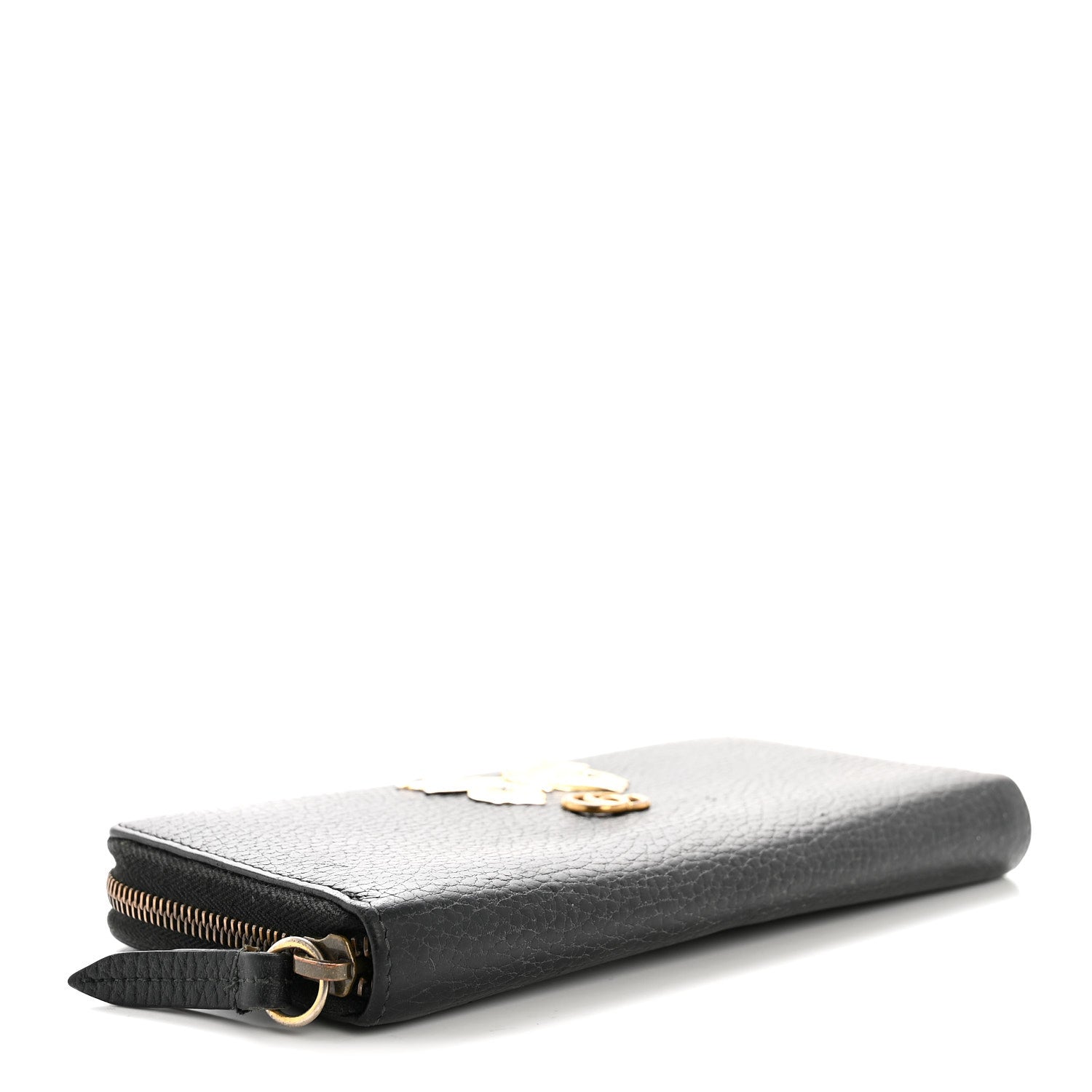 Calfskin Butterfly Zip Around Wallet Black