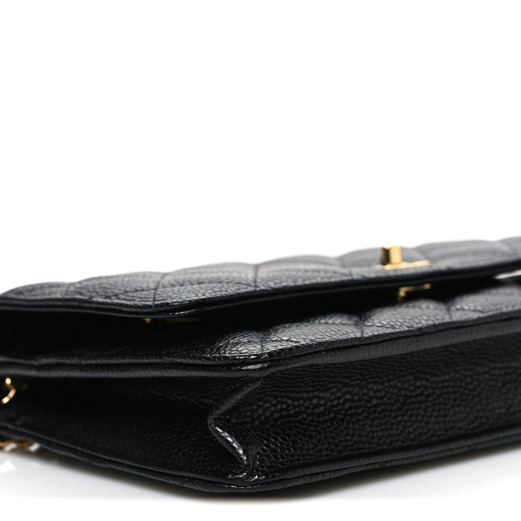 Caviar Quilted CC Turnlock Wallet On Chain WOC Black