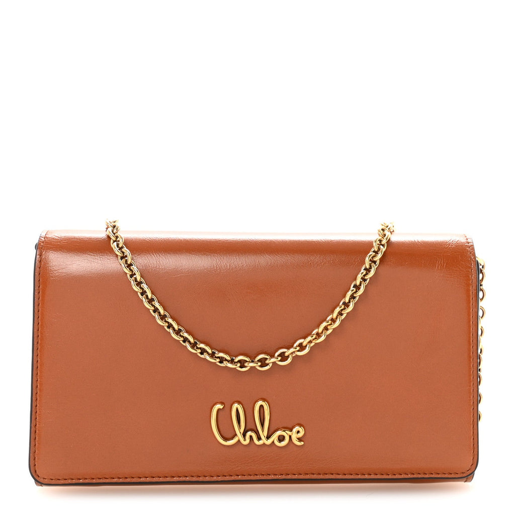 Calfskin Iconic Flap Wallet On Chain Clay Brown