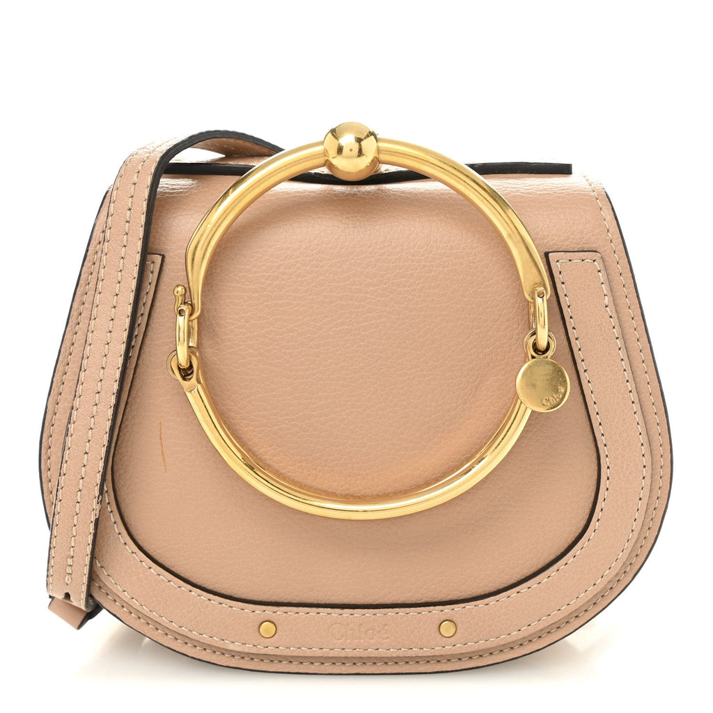 Calfskin Suede Small Nile Bracelet Bag Biscotti Beige