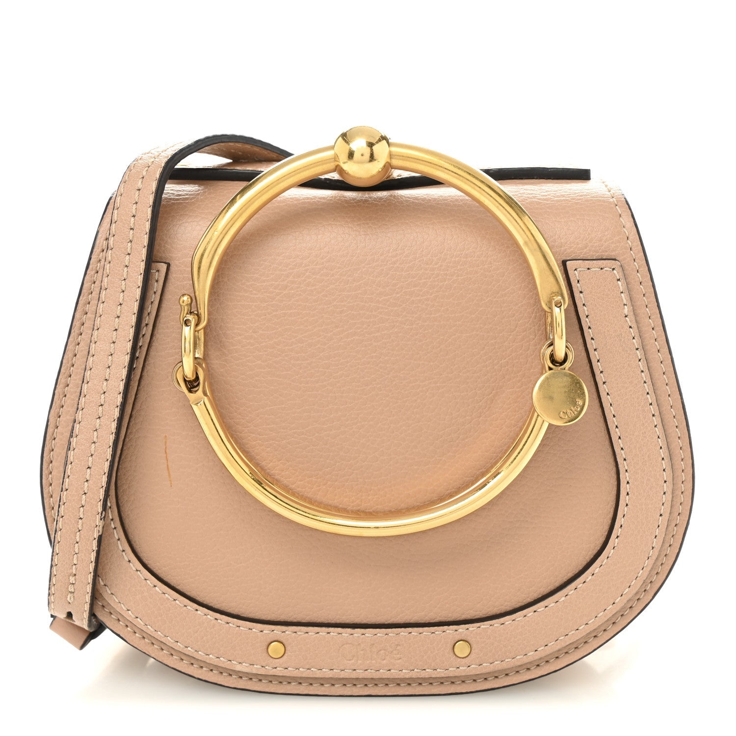 Calfskin Suede Small Nile Bracelet Bag Biscotti Beige