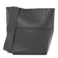 Soft Grained Calfskin Sangle Bucket Bag Grey