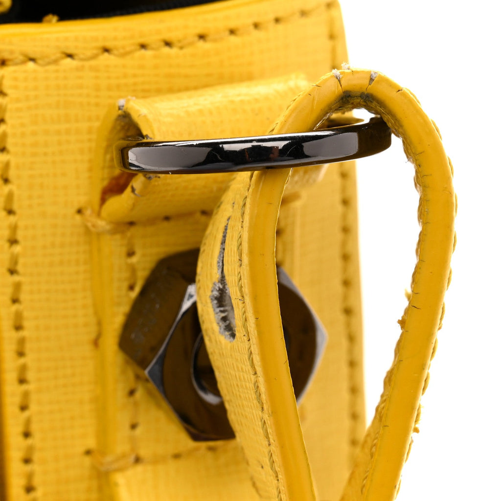 Calfskin Mini Binder Clip Bag Yellow