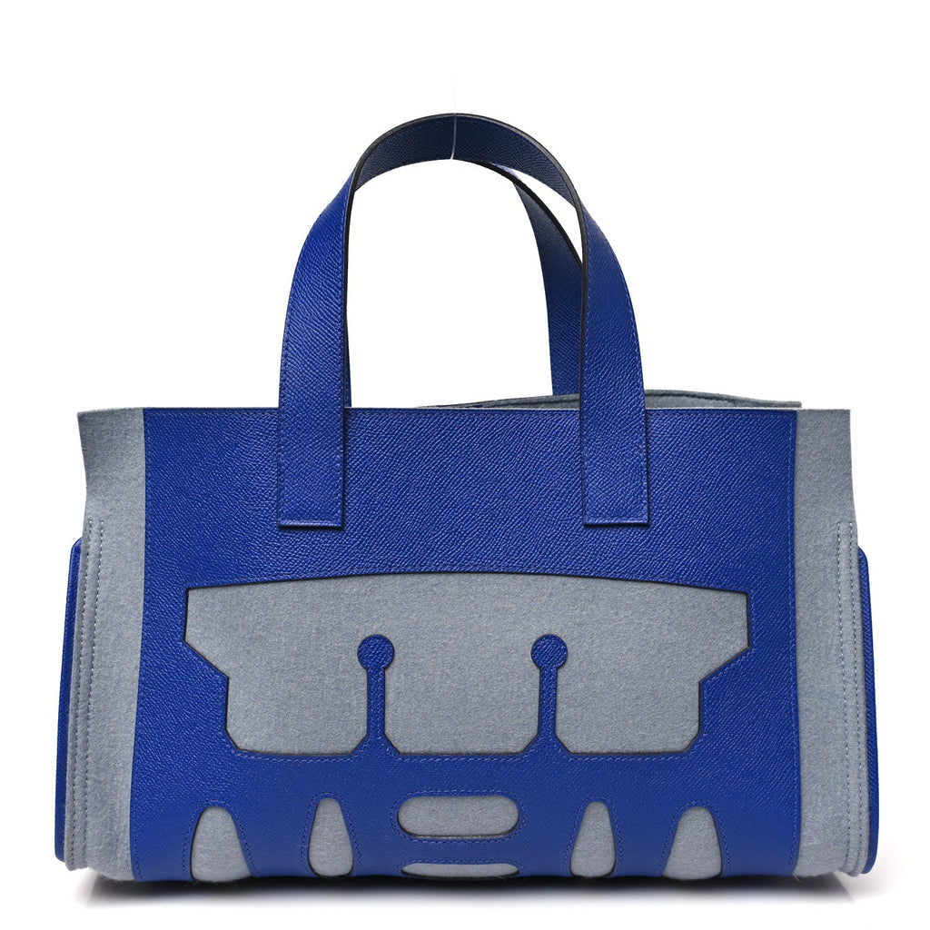 Wool Epsom Petit H  Decoupe Basse Skeleton PM Gris Clair Bleu Electrique