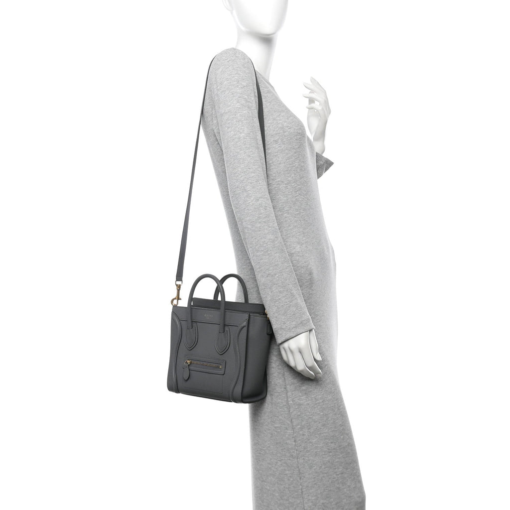 Drummed Calfskin Nano Luggage Kohl
