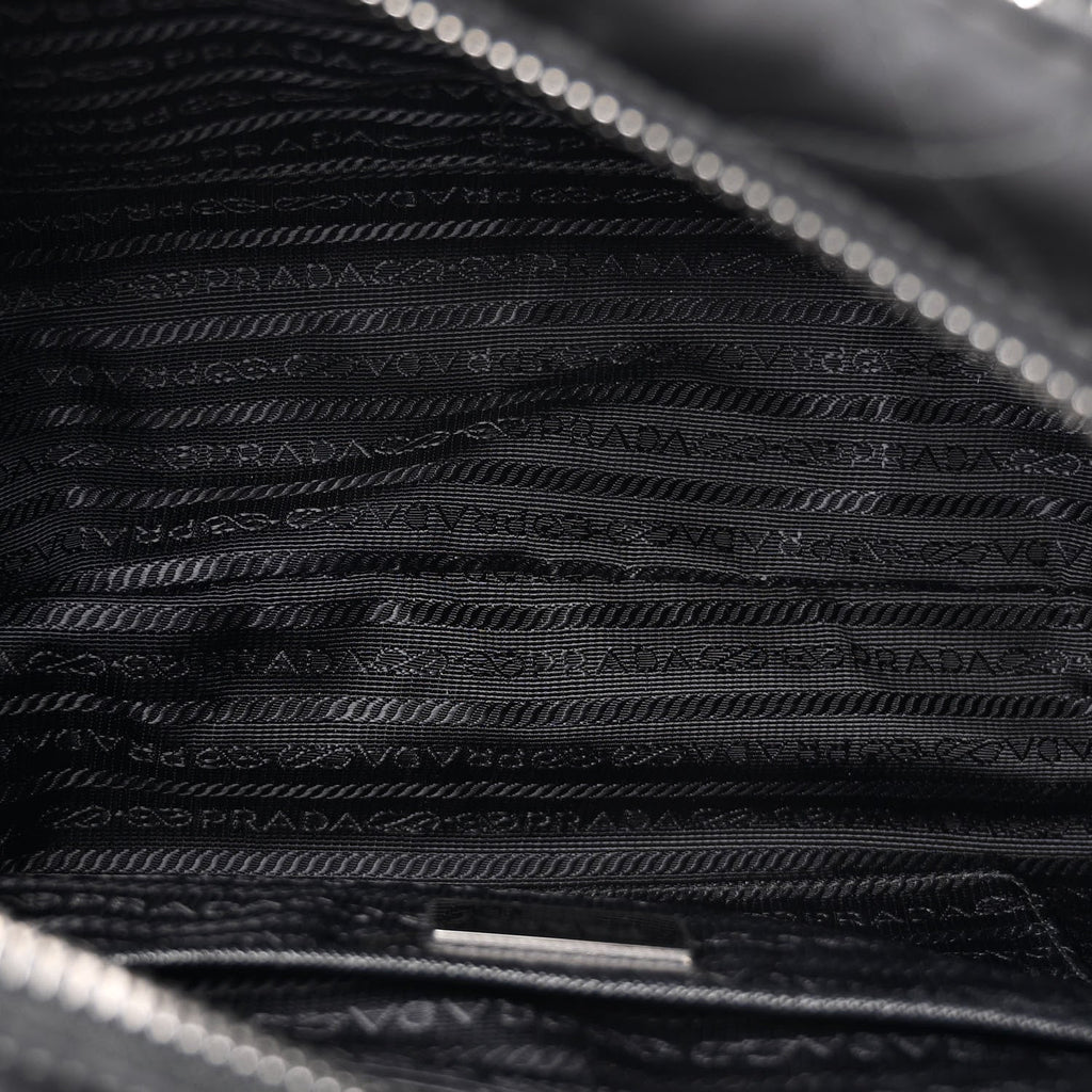 Nylon Tessuto Impuntu Quilted Shoulder Bag Black