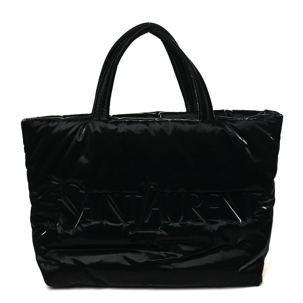 Silktech Canvas Wide Puffer Tote Black