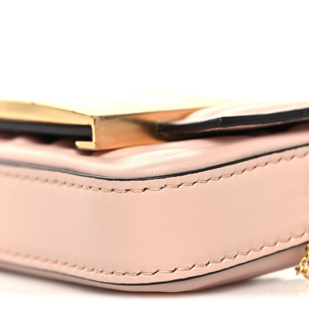 Nappa Matisse FF Embossed Nano Maxi Buckle Baguette Charm Rosa Quarzo