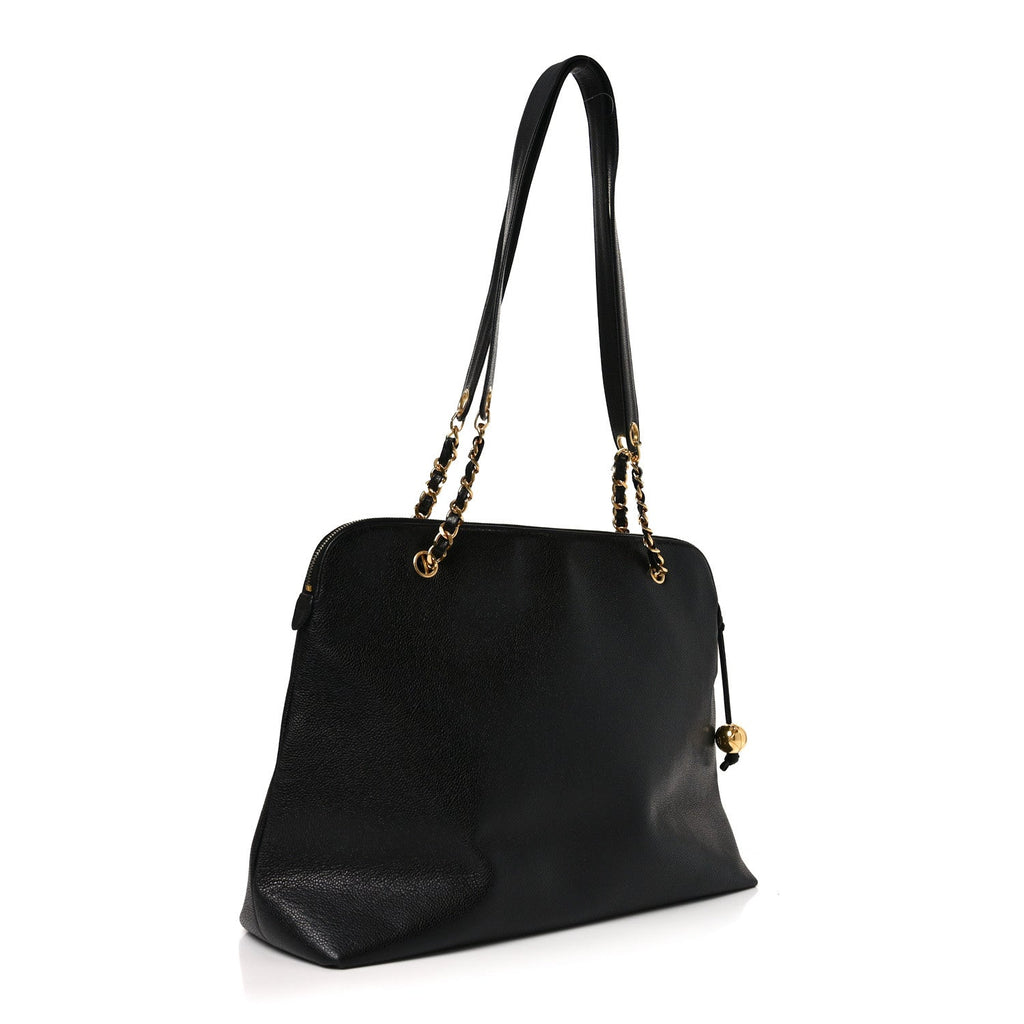 Caviar Large CC Shoulder Bag Black