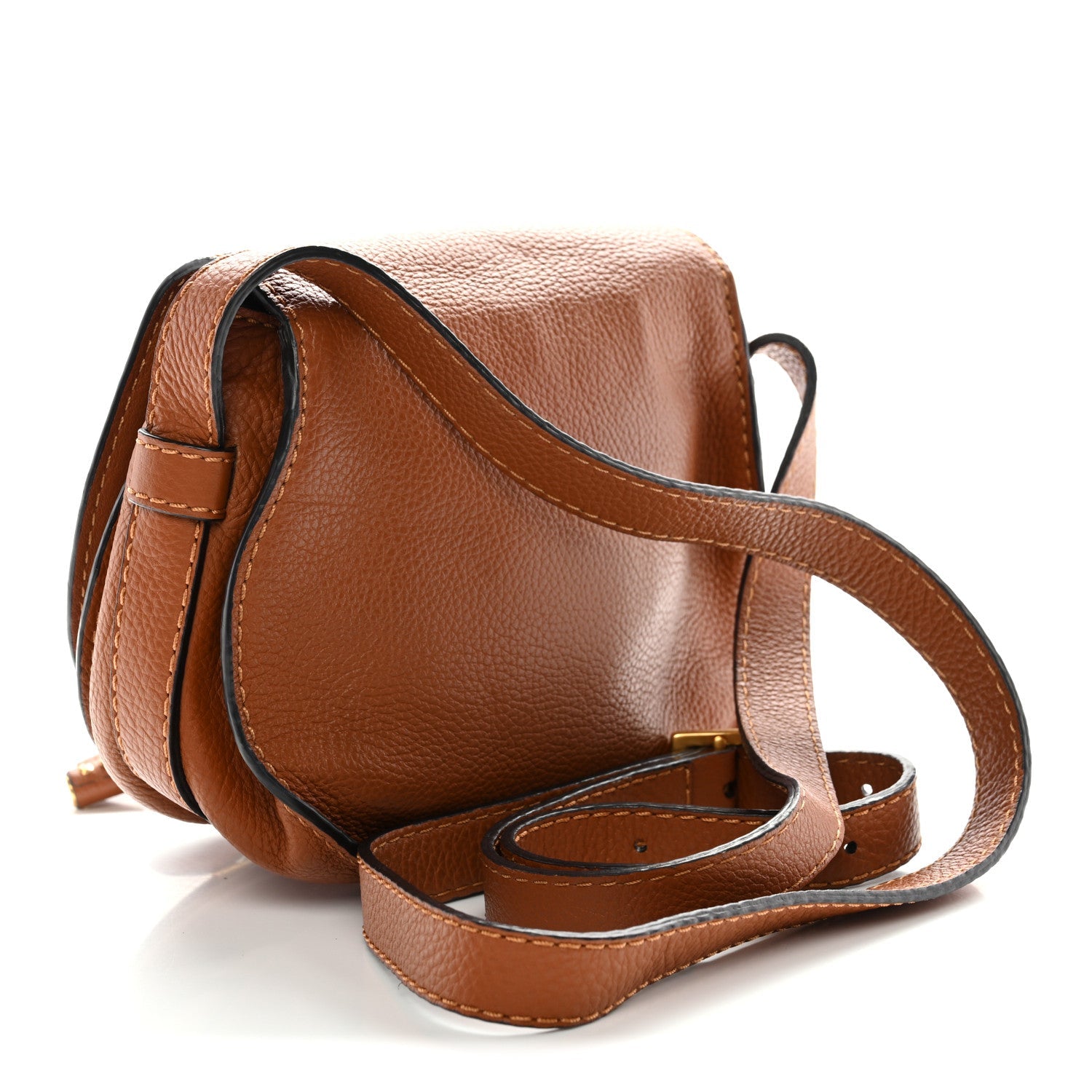 Grained Calfskin Small Marcie Saddle Bag Tan