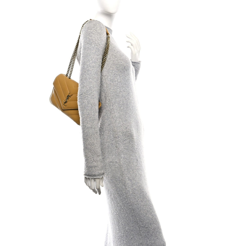 Lambskin Chevron Quilted Small Loulou Bag Sunflower