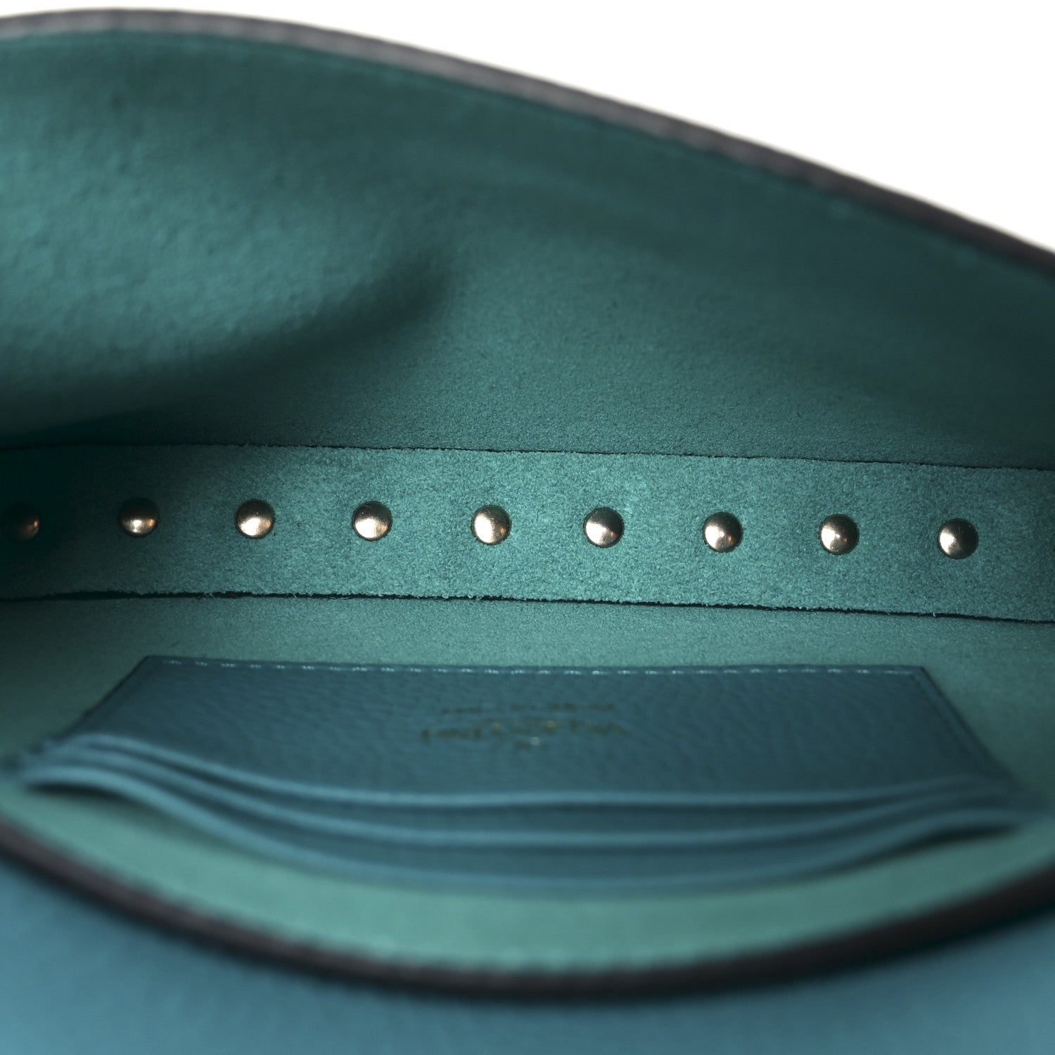 Grainy Calfskin Rockstud Crossbody Pouch Ultra Marine Green
