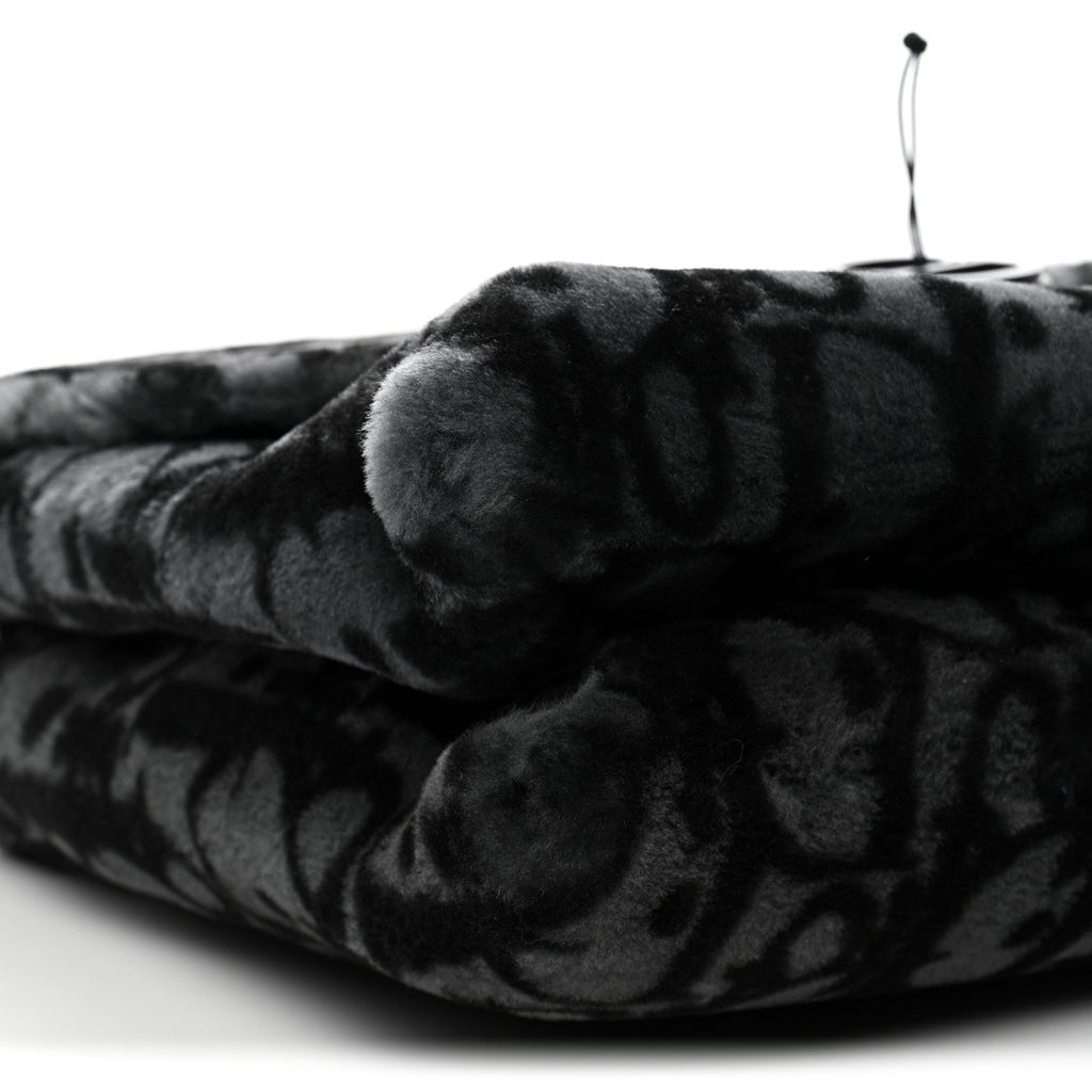 Oblique Mink Fur Saddle Soft Bag Dark Grey