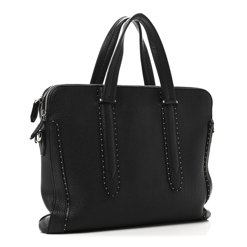 Calfskin Studded Firenze Briefcase Black