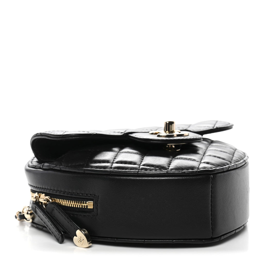 Lambskin Quilted CC In Love Heart Bag Black