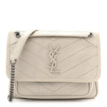 Crinkled Calfskin Matelasse Monogram Baby Niki Chain Satchel Blanc Vintage