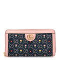 New Denim GG Monogram Calfskin Love Parade Zip Around Wallet Light Pink