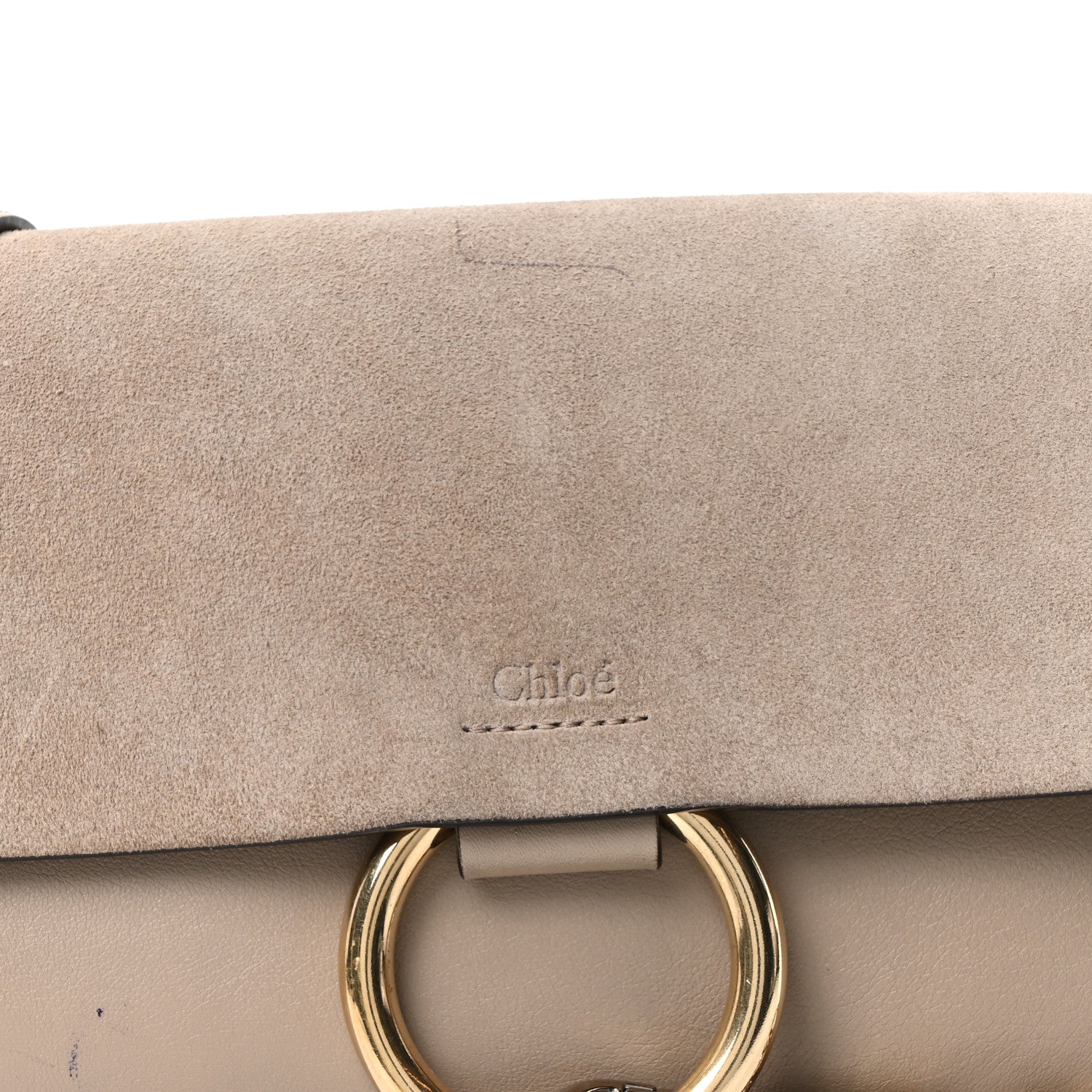 Suede Calfskin Small Faye Shoulder Bag Motty Grey