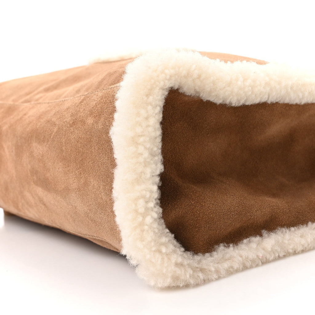 X UGG Suede Shearling Medium Shopping Bag Chestnut