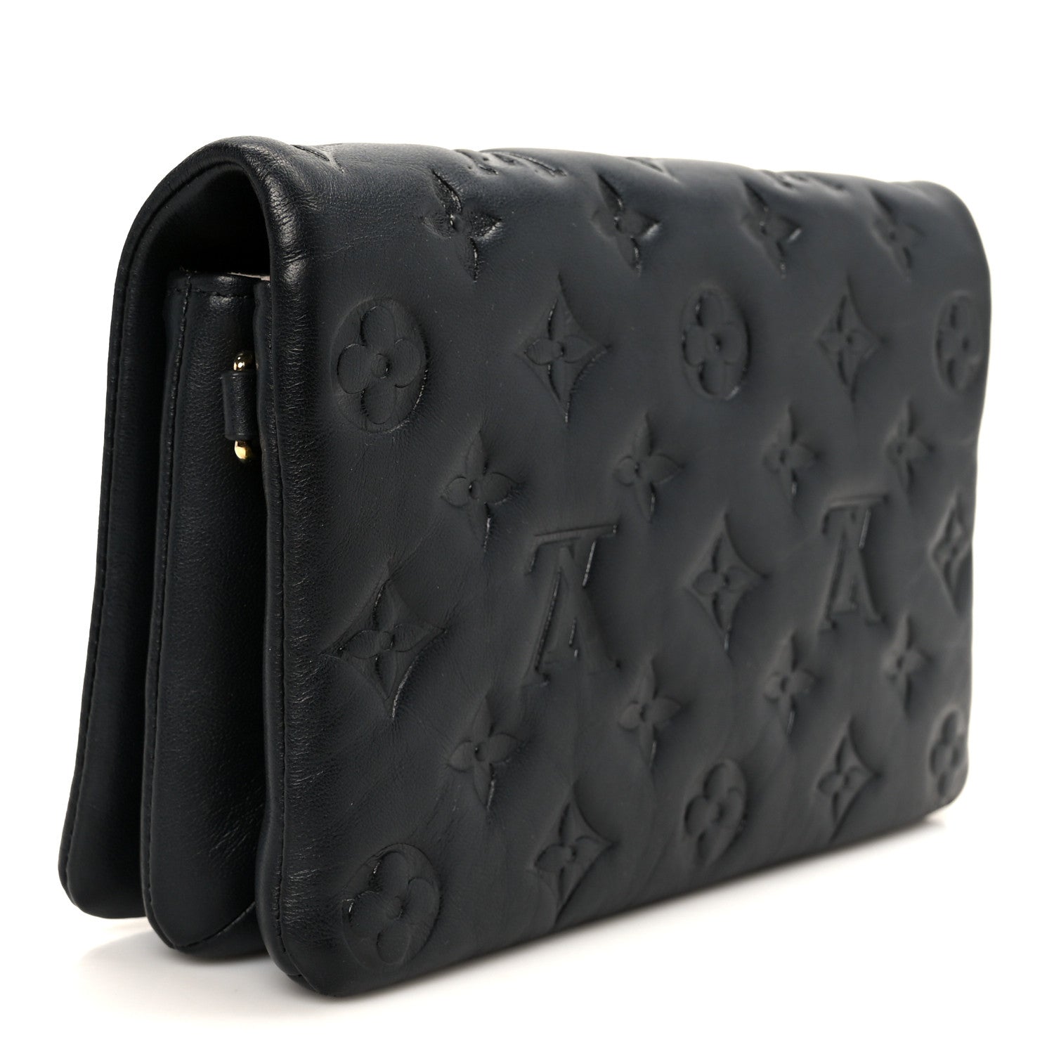 Lambskin Embossed Monogram Pochette Coussin Black