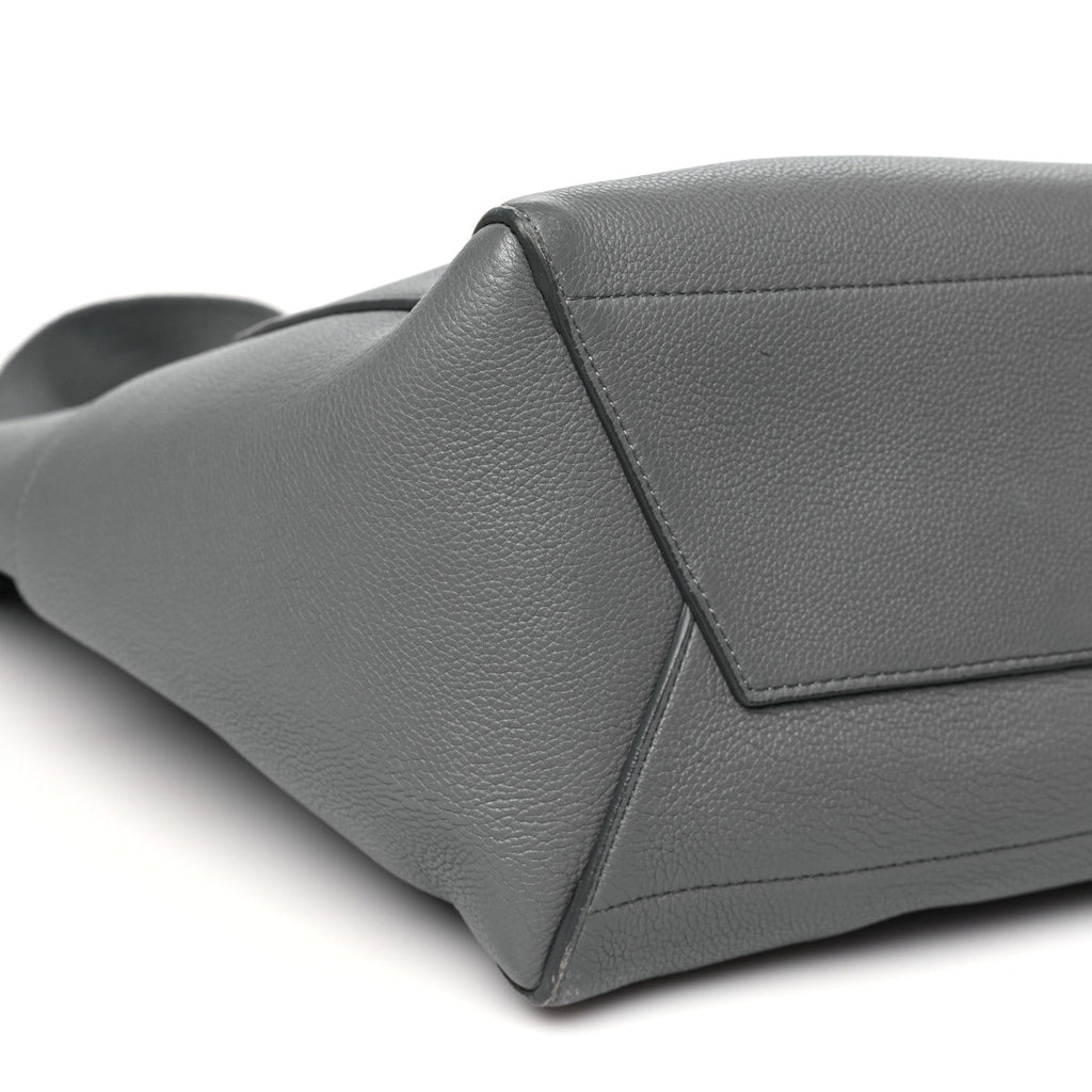 Soft Grained Calfskin Sangle Bucket Bag Grey