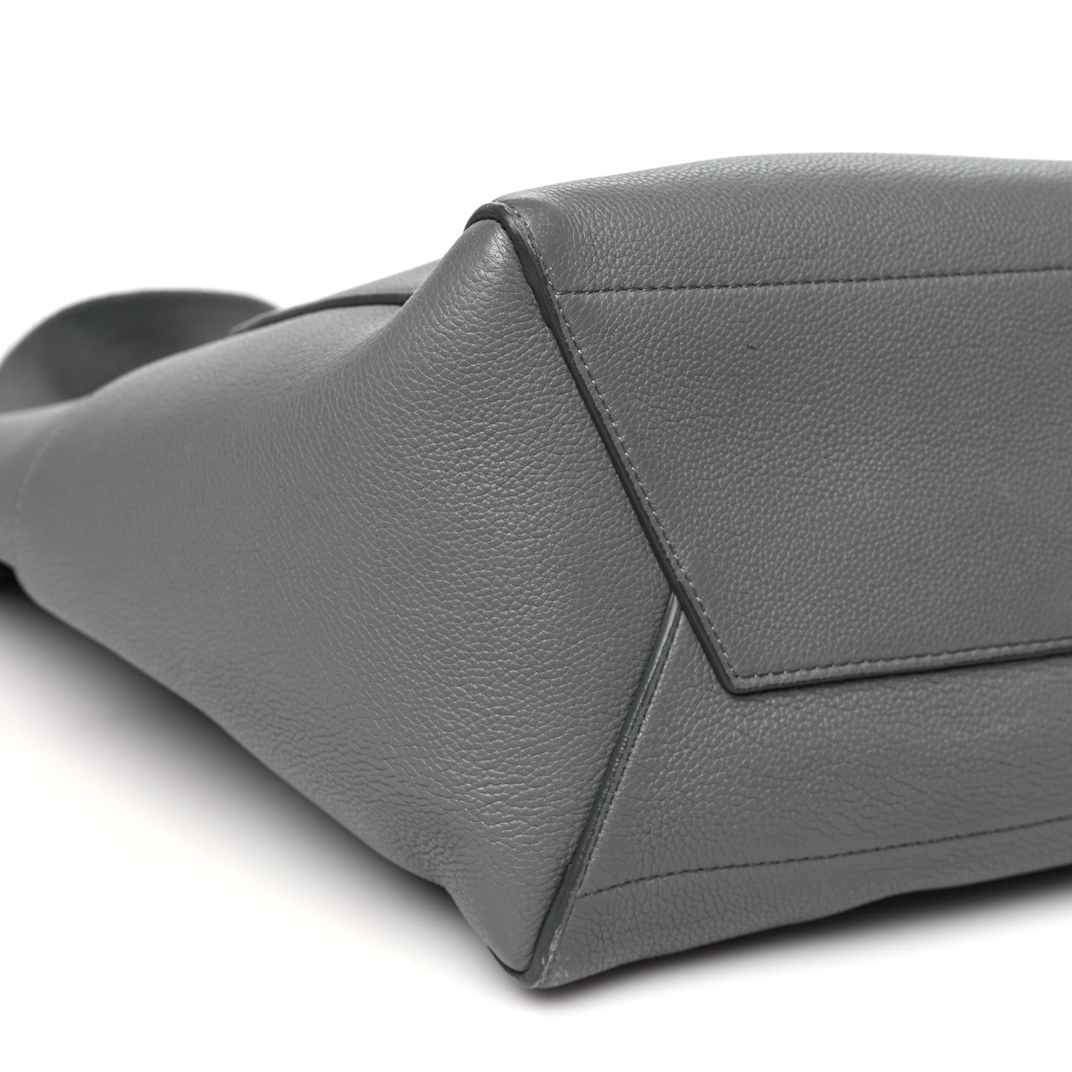 Soft Grained Calfskin Sangle Bucket Bag Grey