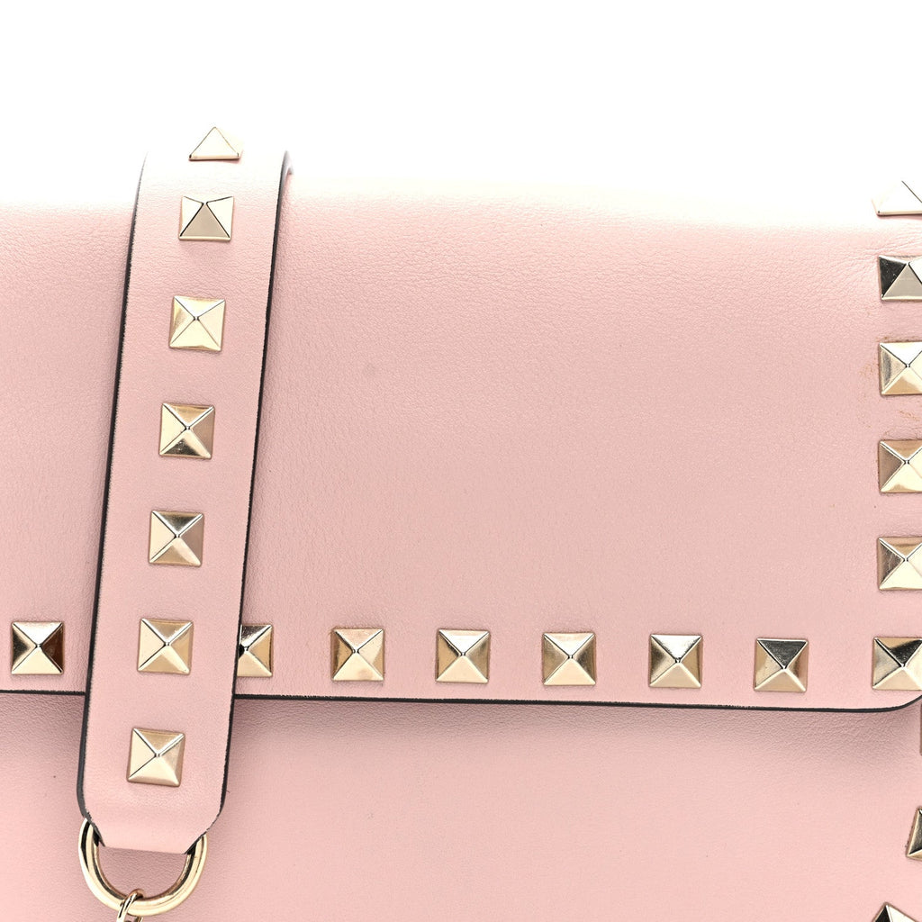 Vitello Rockstud Crossbody Saddle Bag Water Rose