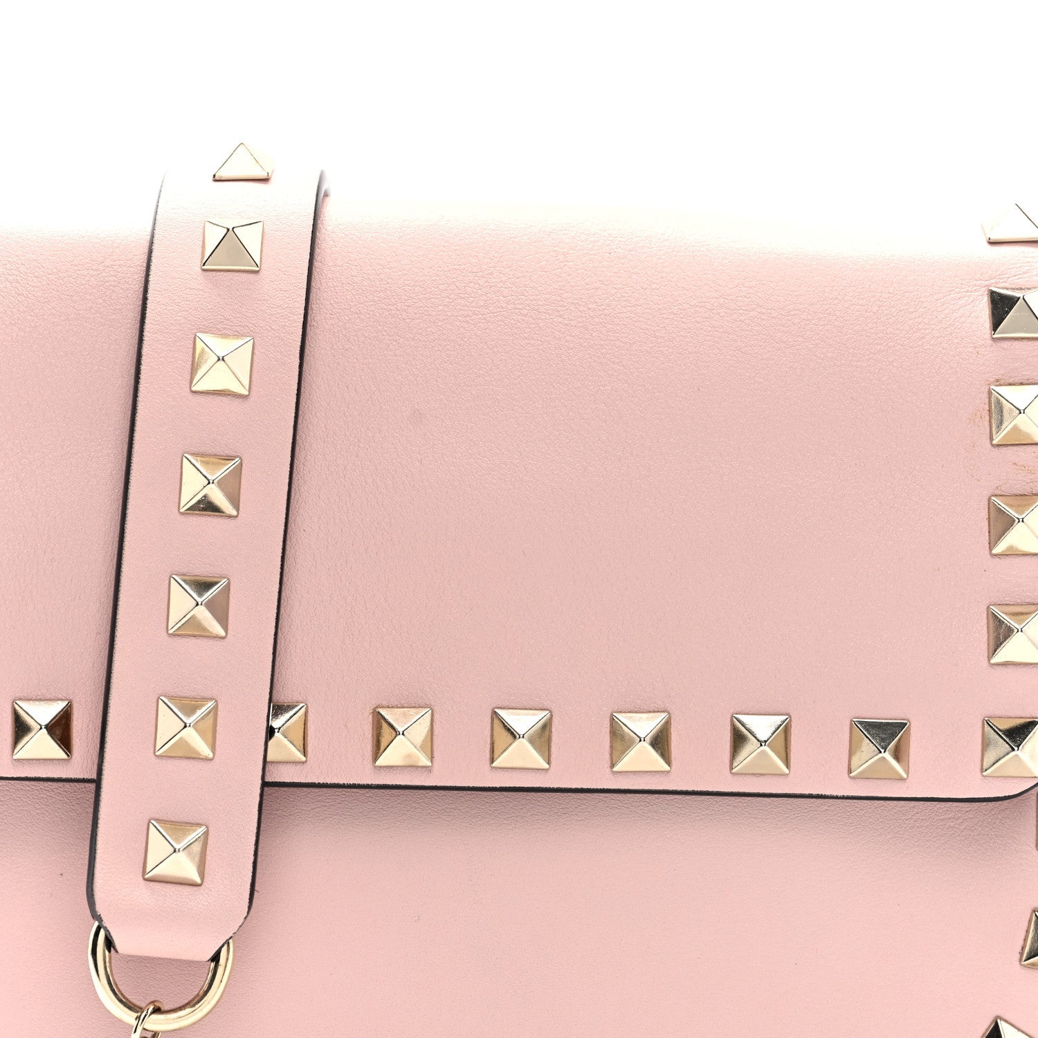 Vitello Rockstud Crossbody Saddle Bag Water Rose