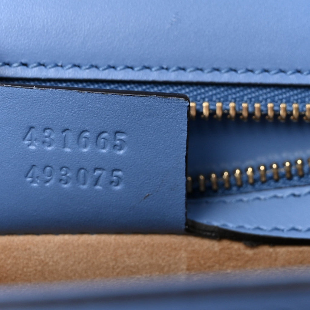 Calfskin Embroidered Medium Sylvie Top Handle Bag Clear Sky Blue