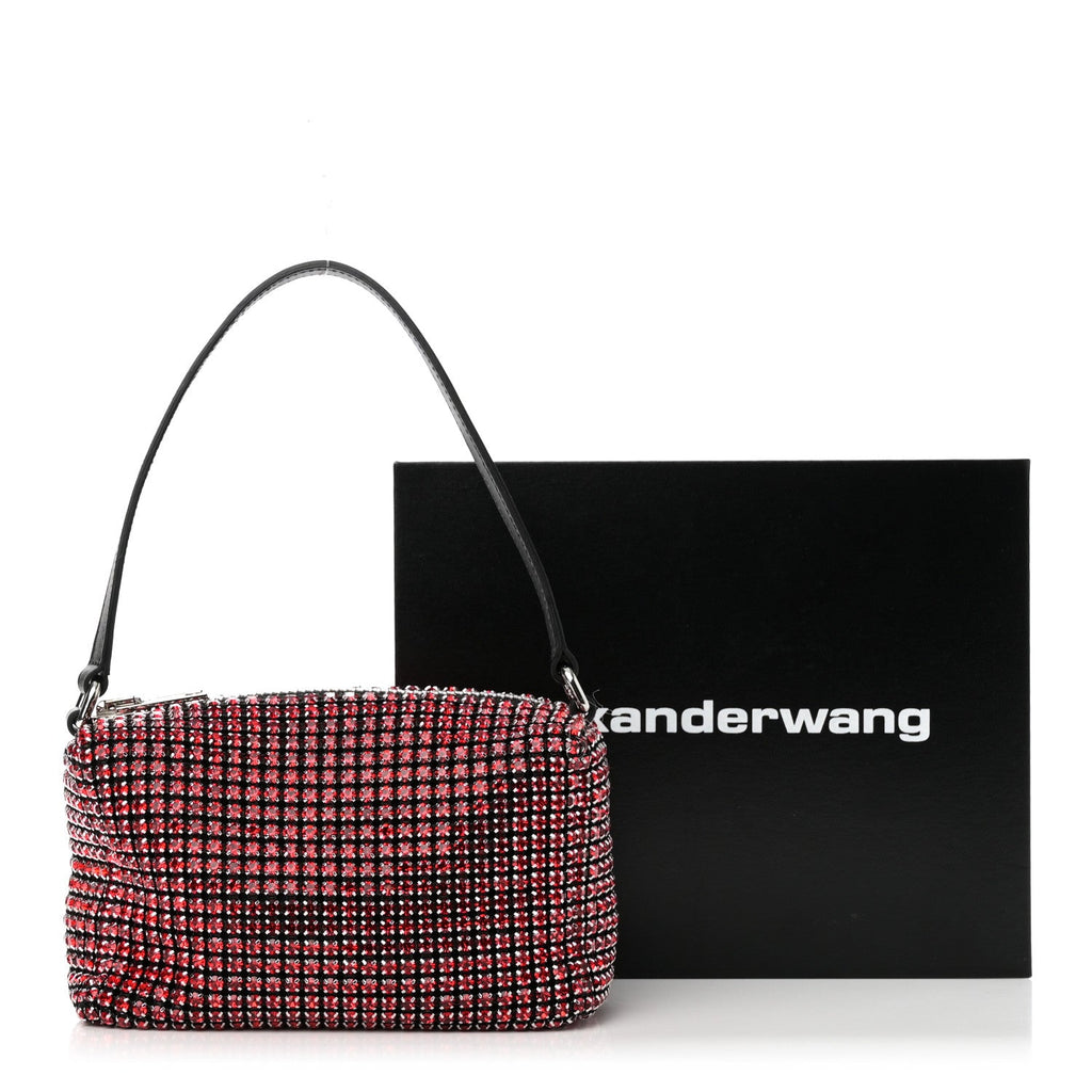 Mesh Crystal Rhinestone Mini Heiress Pouch Red