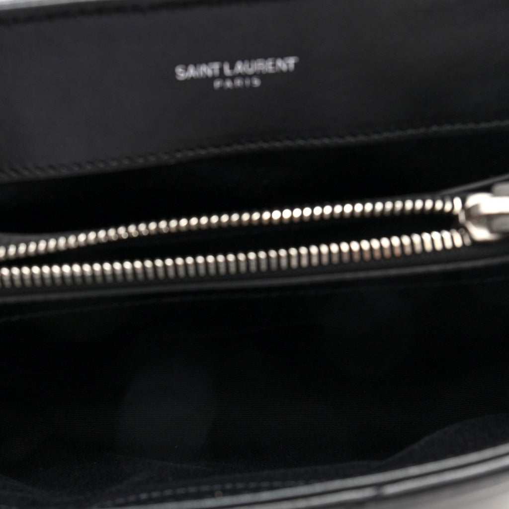 Calfskin Y Quilted Monogram Small Loulou Chain Satchel Black