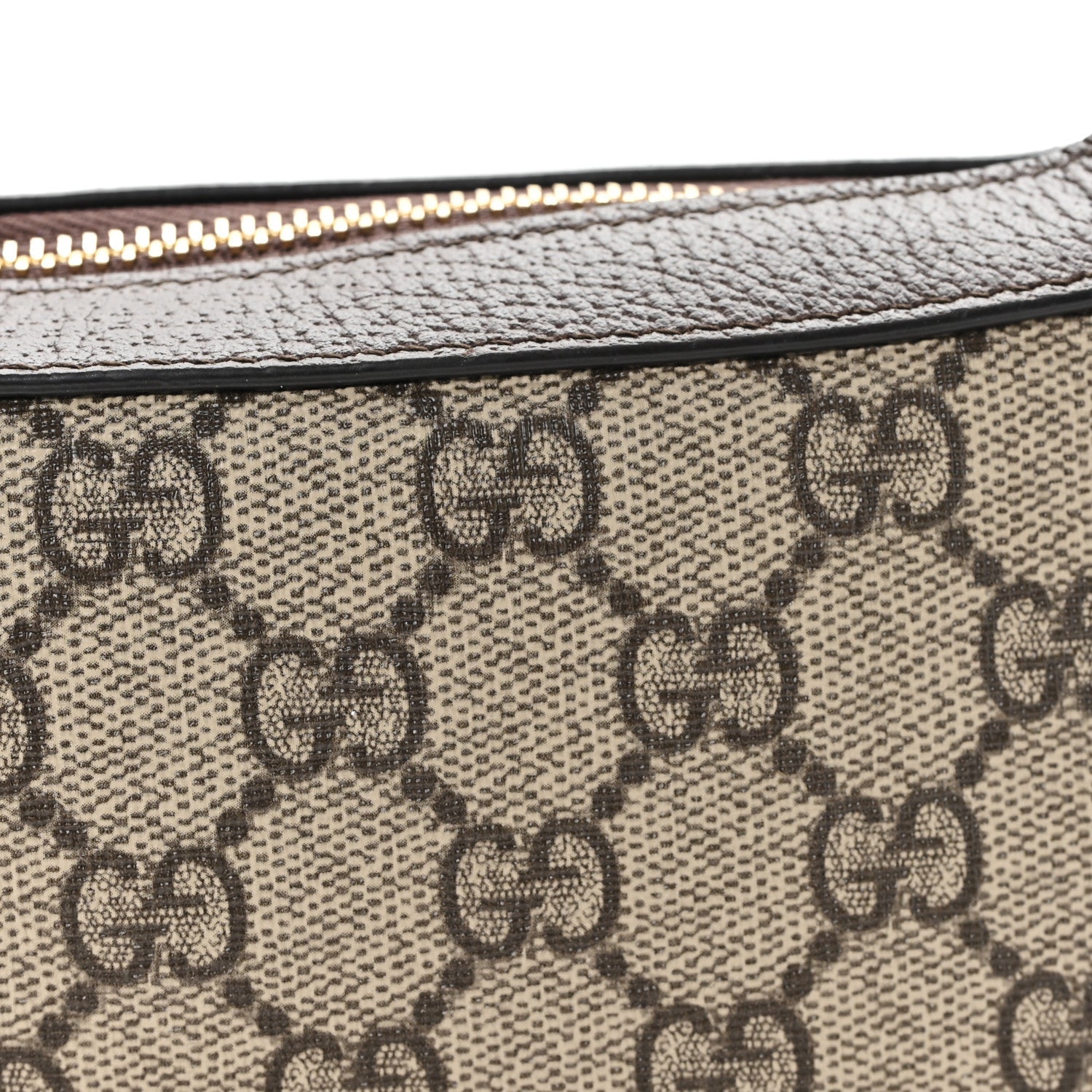 GG Supreme Monogram Textured Calfskin Web Mini Ophidia Half Moon Hobo Beige Ebony New Acero