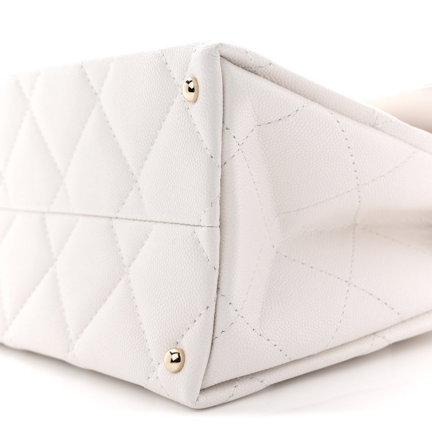 Caviar Quilted Medium Retro Twist Top Handle Flap White