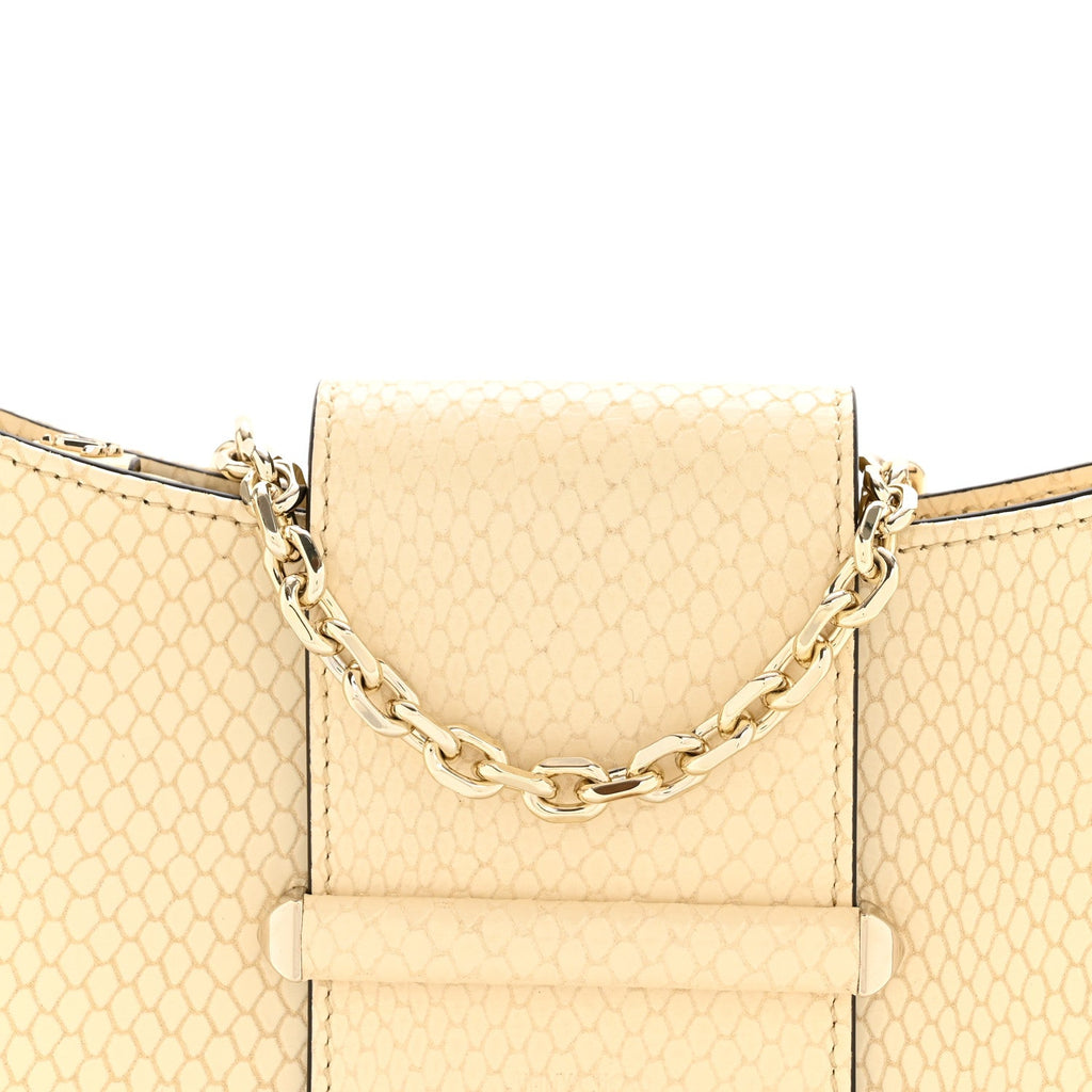 Elaphe Snakeskin Printed Bar Slim Clutch Buttermilk