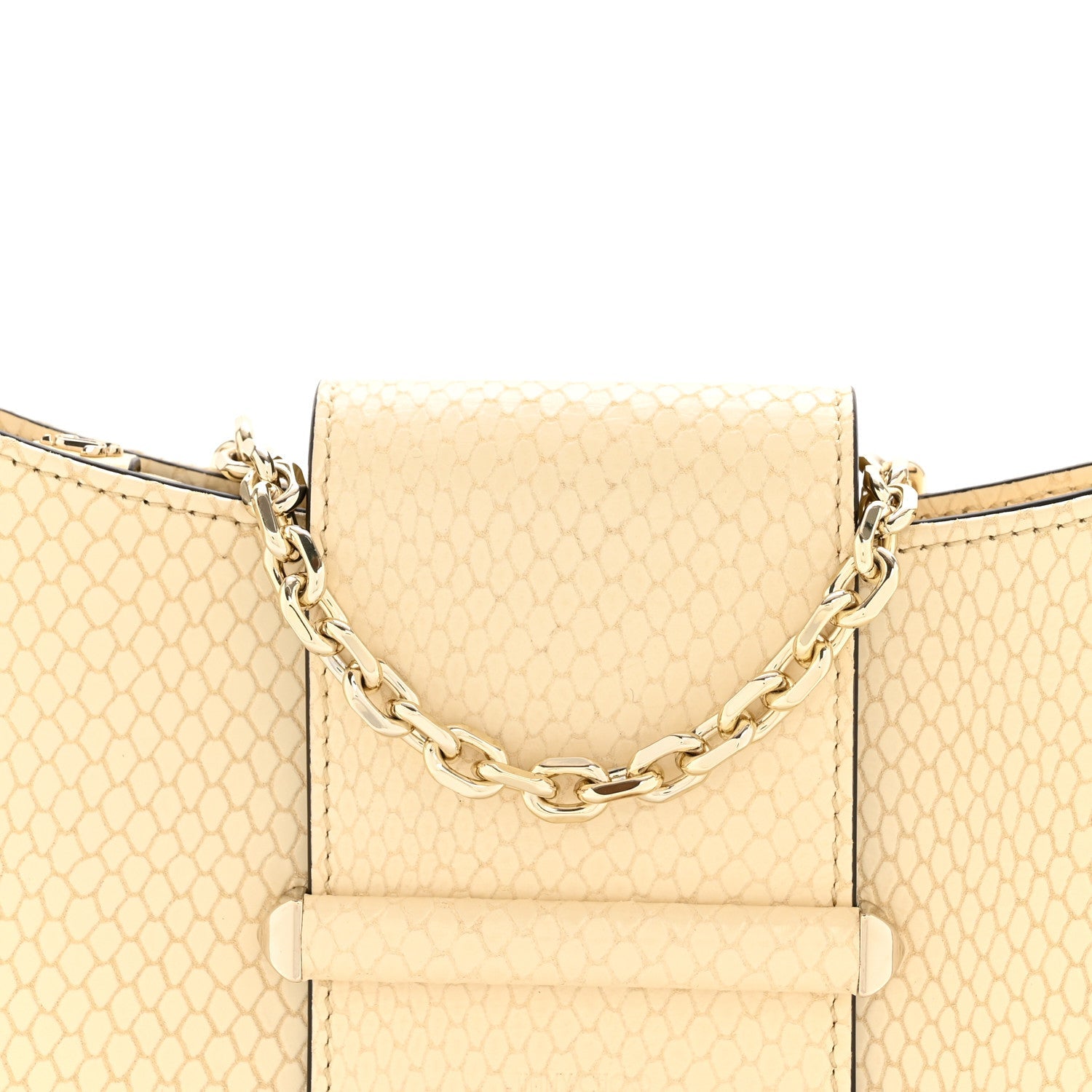 Elaphe Snakeskin Printed Bar Slim Clutch Buttermilk