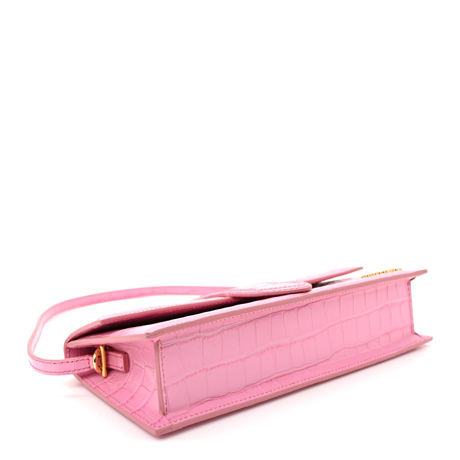 Calfskin Crocodile Embossed Le Bambino Long Pink