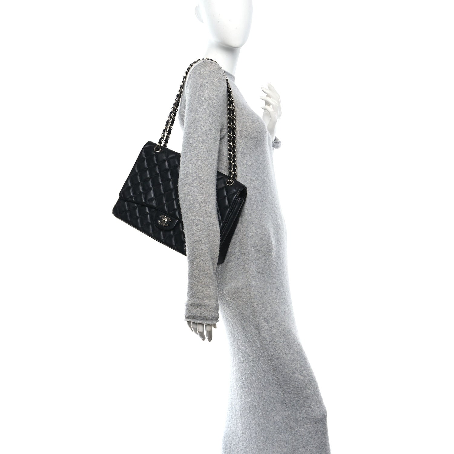 Lambskin Quilted Maxi Single Flap Black