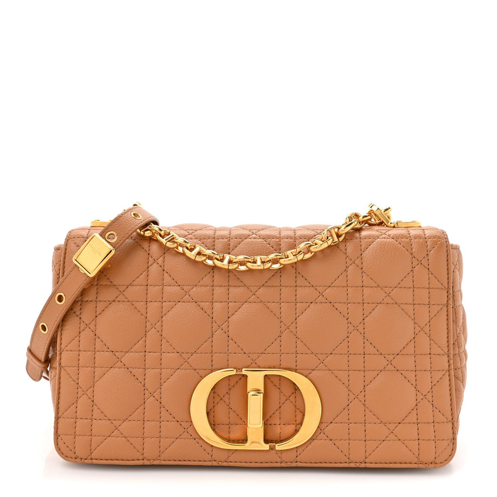 Calfskin Cannage Medium Caro Bag Tan