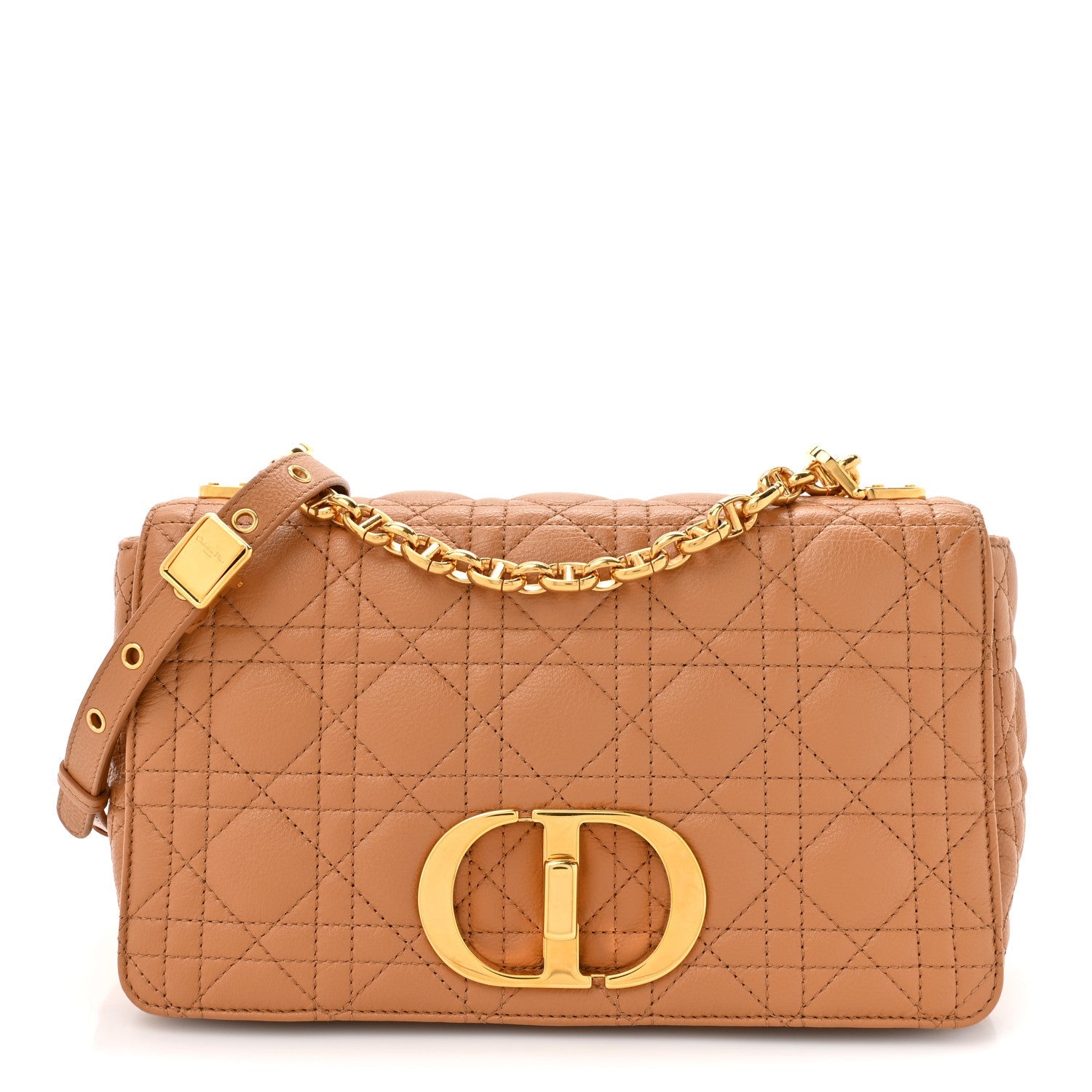 Calfskin Cannage Medium Caro Bag Tan