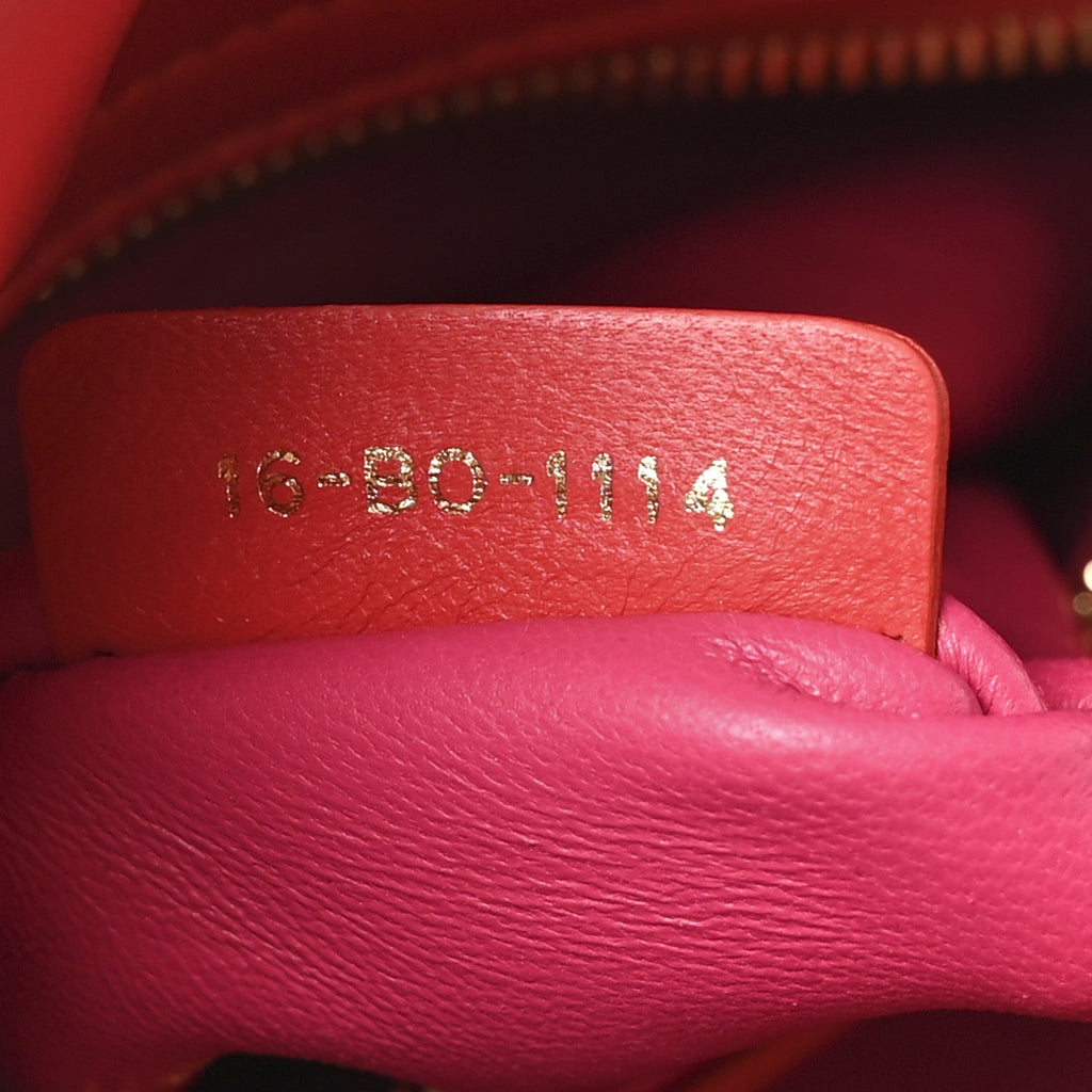 Lambskin Cannage Mini Bi-Color Lady Dior Red Fuchsia