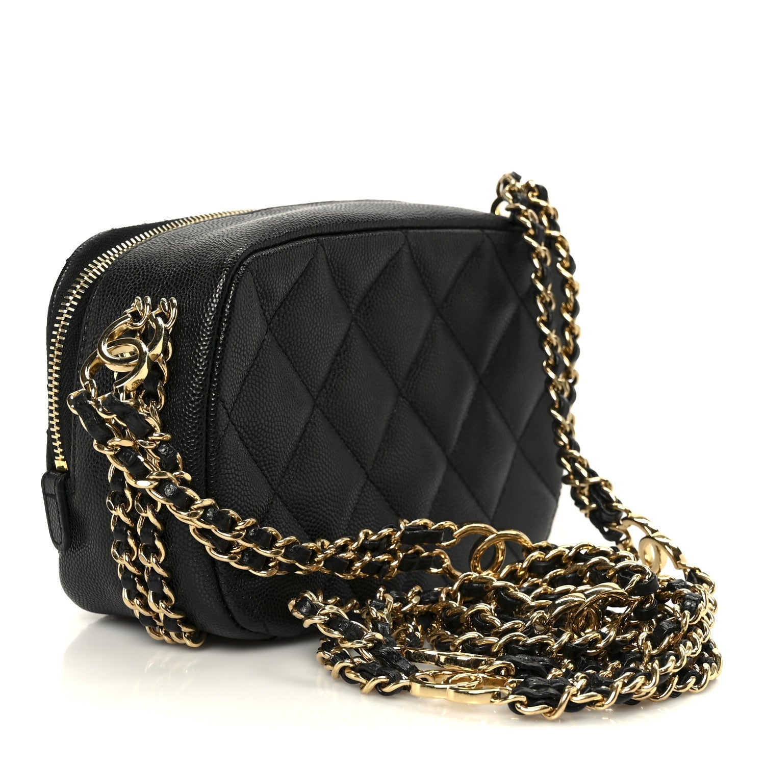 Caviar Quilted Mini CC You Camera Case Black