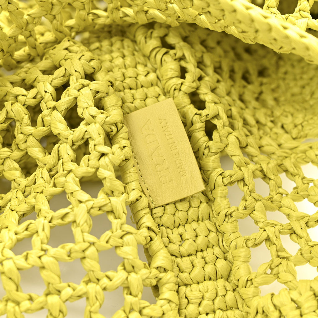 Yarn Raffia Effect Crochet Logo Embroidered Tote Bag Cedro