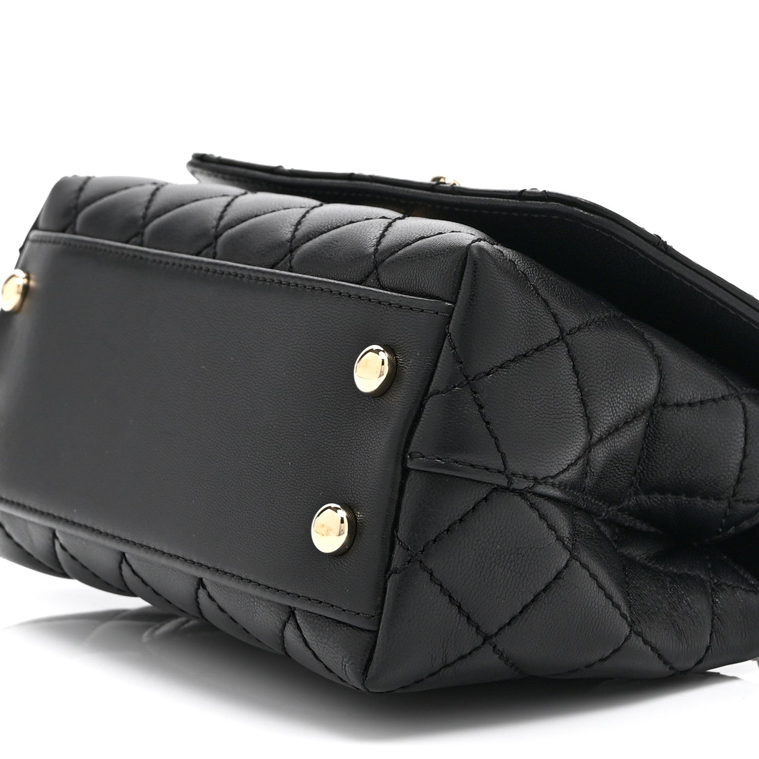 Goatskin Quilted Rainbow Extra Mini Coco Handle Flap Black