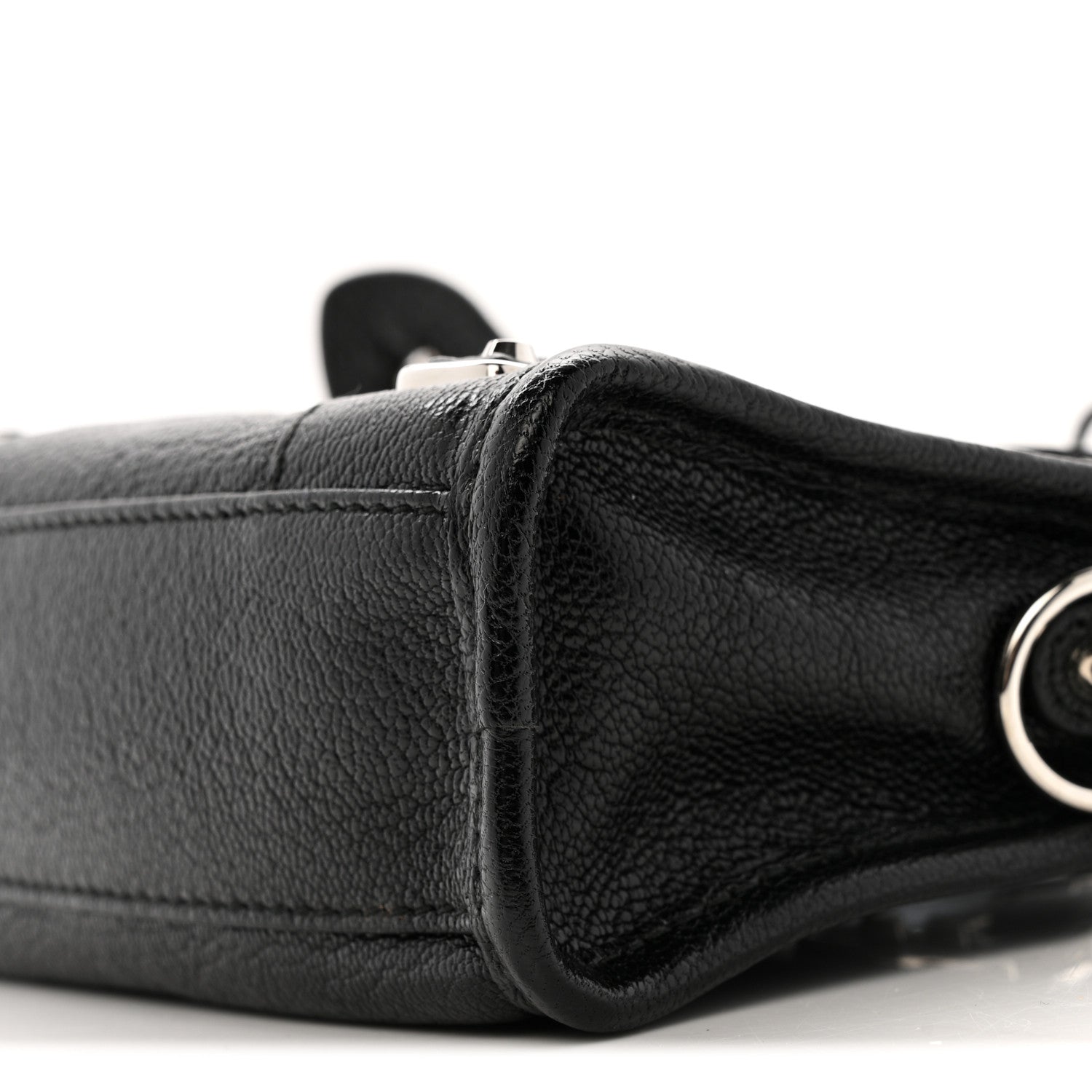 Chevre Silver Metallic Edge Hardware Nano City Black